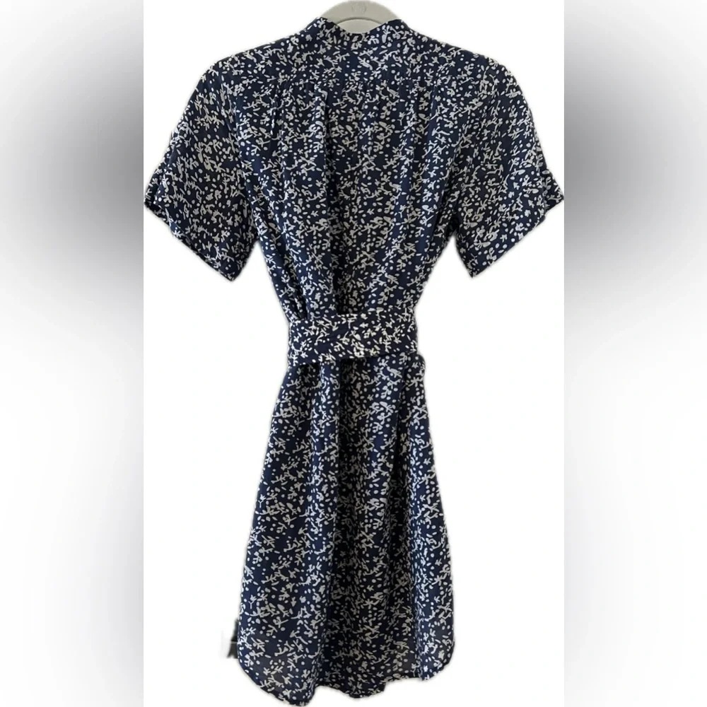 Mirth Navy Blue and White Floral Belted Dress Size XS - Picture 2 of 6